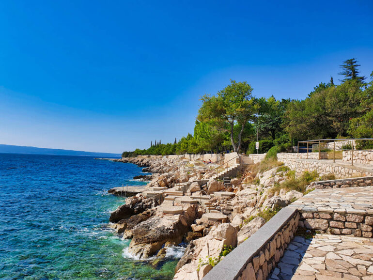 Swimming platforms on Novi Vinodolski beach