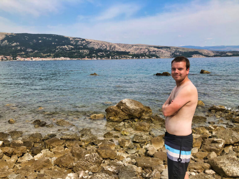 Steven on a secluded beach near Baška