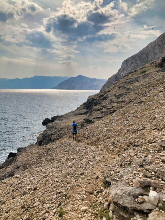 Steven hiking along the coast