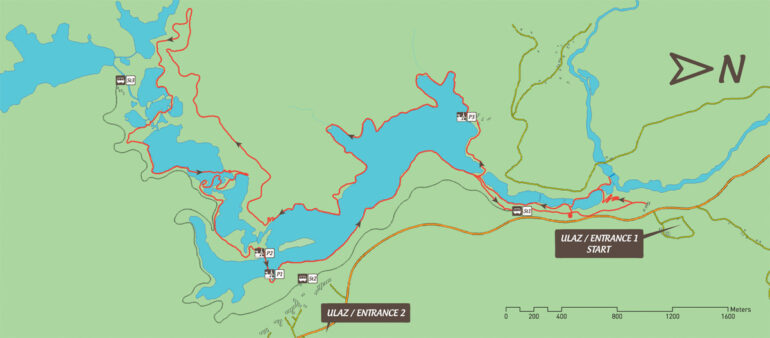 Map of hiking tour K in Plitvice Lakes National Park