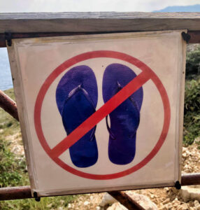 Sign no slippers allowed