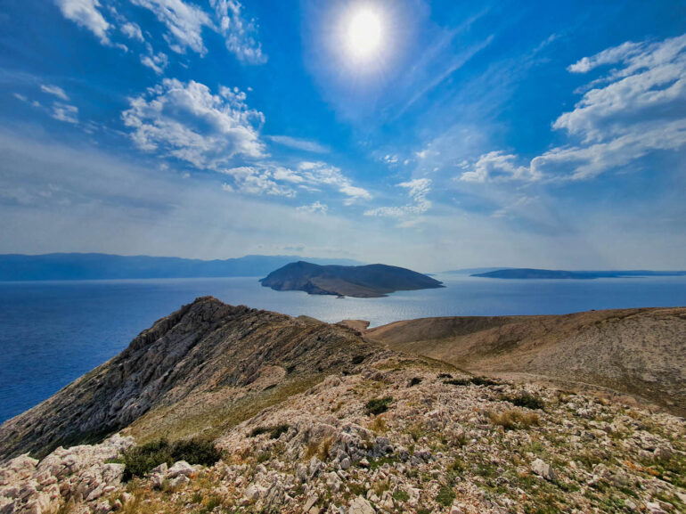 Viewpoint from the mountain Bag with the island Otok PrviÄ‡ on the background