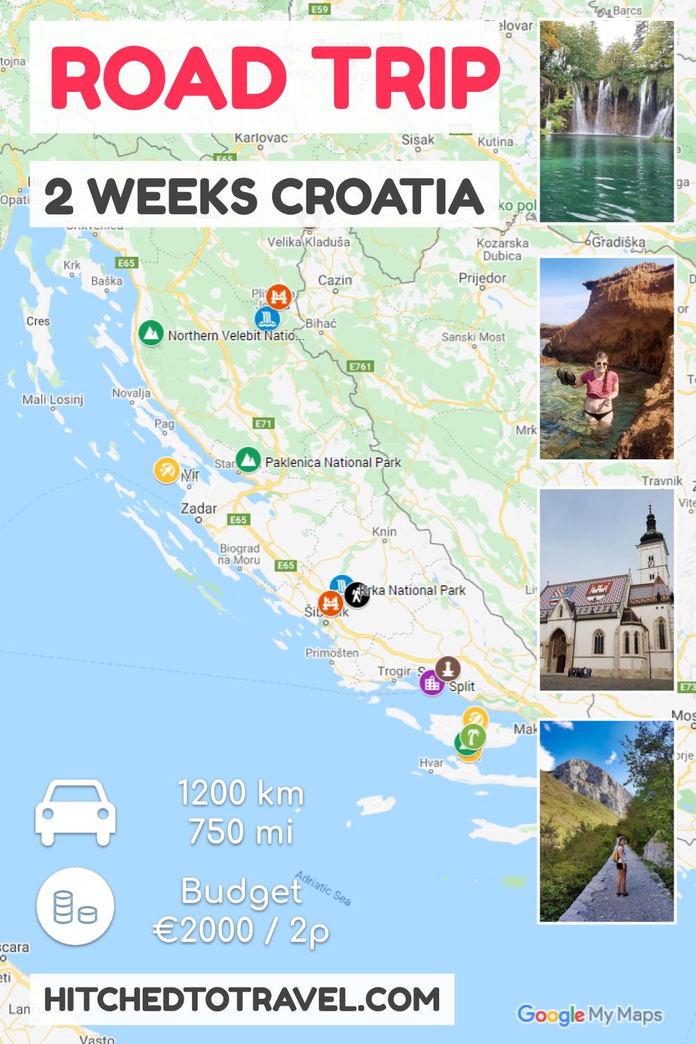 Poster 2 week Road Trip in Croatia