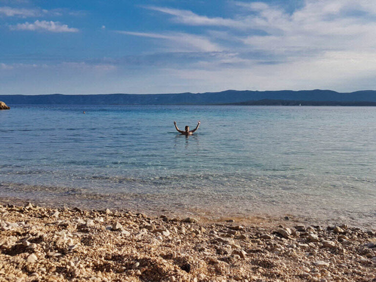 Steven swimming at Beach Bijela Kuća