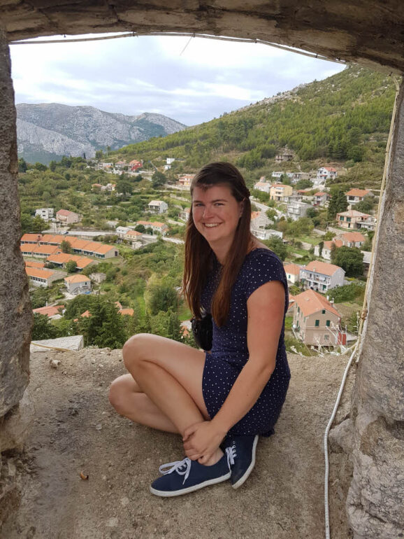 Elke at Klis Fortress in Croatia