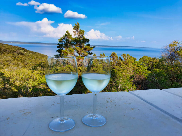 Two glasses of wine with a view