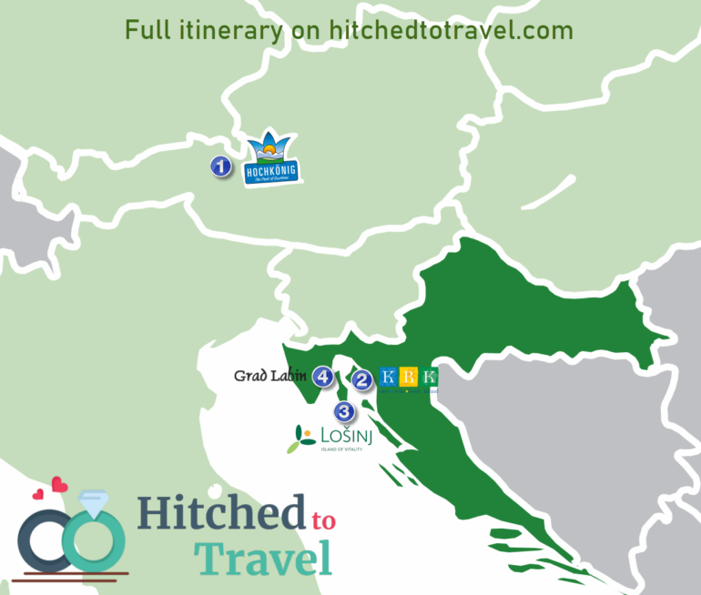 Map of our honeymoon to Austria and Croatia