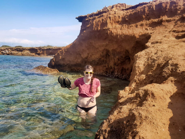 Wading through the sea at Vir to reach Rastavac Beach