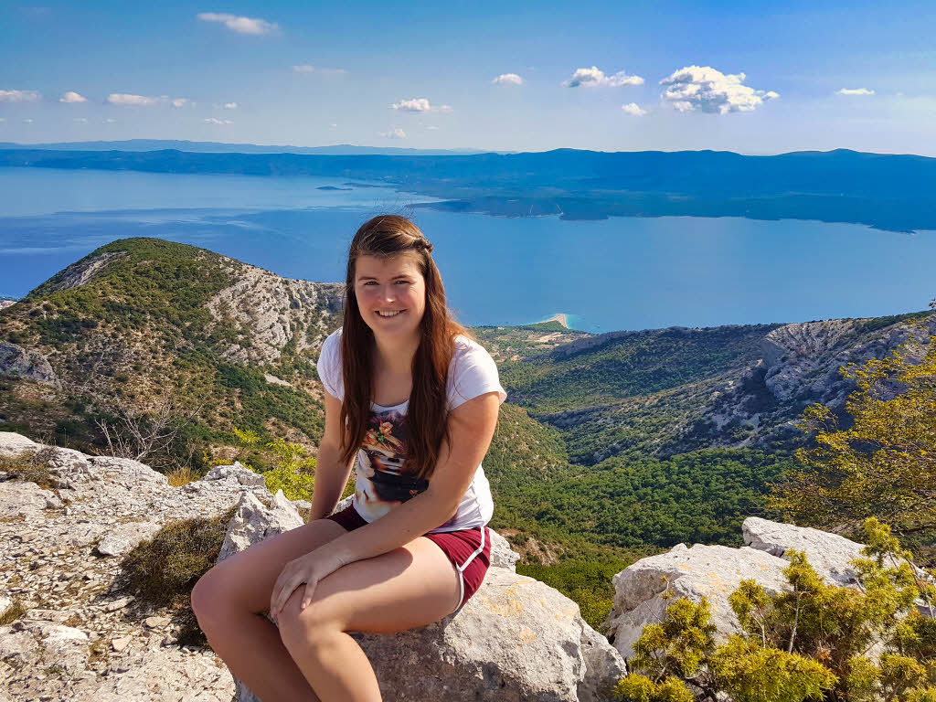 View from the top of Vidova Gora on the Adriatic Sea and Zlatni Rat beach
