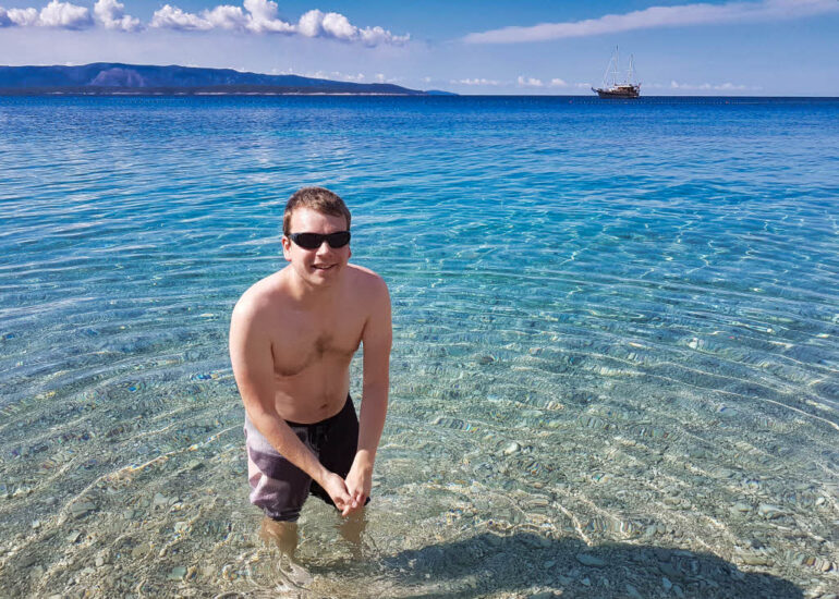 Steven in the sea at Zlatni Rat beach