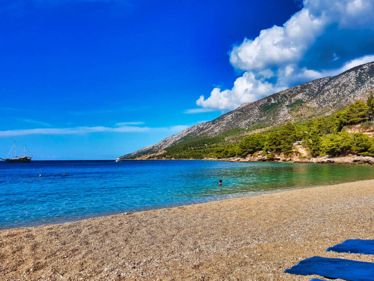 The beach Zlatni Rat (golden horn) on the island Brač