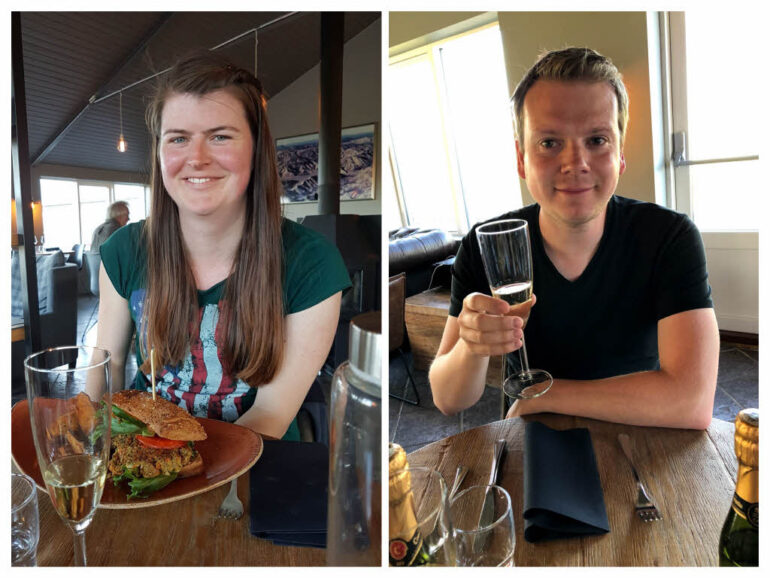 Steven and Elke in the restaurant