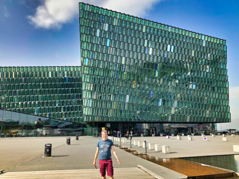 Steven at the Harpa Concert hall in Reykjavik