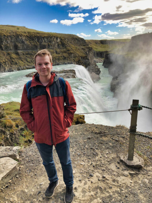 Steven at the waterfall Gullfoss