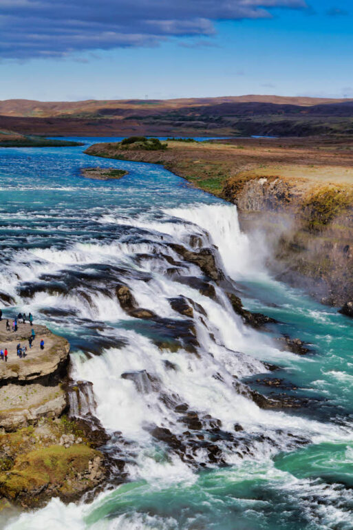 First and second drop of the Gullfoss waterfall in Iceland